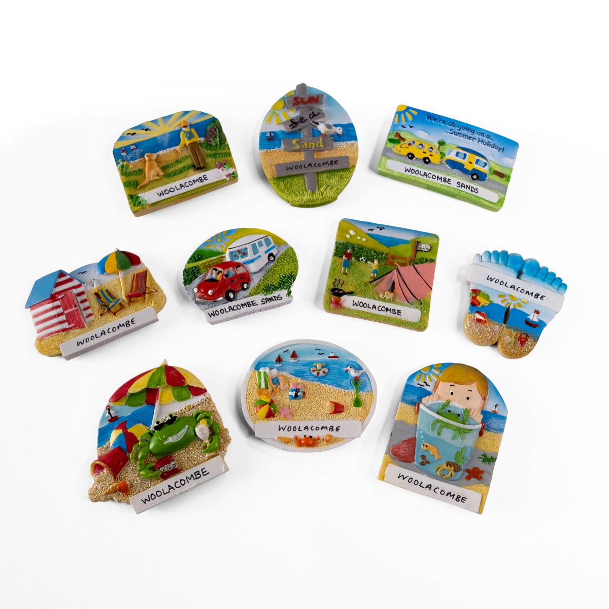 Woolacombe themed fridge magnets 10 individual designs cast in resin